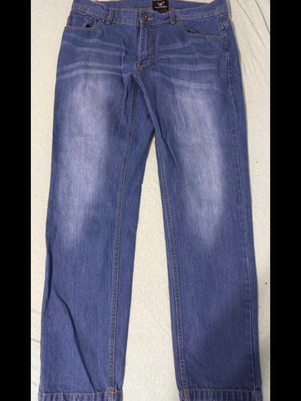 Straight Fit Men's Denim Jeans in Washed Blue